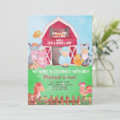 Invitation d'anniversaire pour les animaux de ferm (Debout devant)