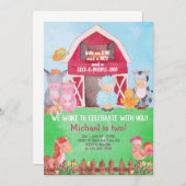 Invitation d'anniversaire pour les animaux de ferm (Devant / Derrière)