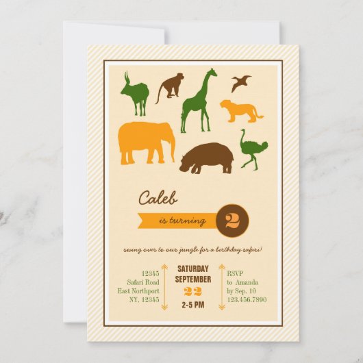 Invitation d'anniversaire pour les animaux de Safa (Devant)