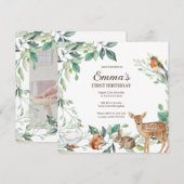 Invitation d'anniversaire pour les animaux foresti (Devant / Derrière)