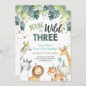 Invitation d'anniversaire pour les animaux sauvage (Devant / Derrière)