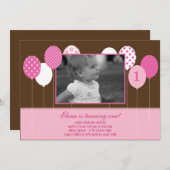 Invitation d'anniversaire pour les ballons moderne (Devant / Derrière)