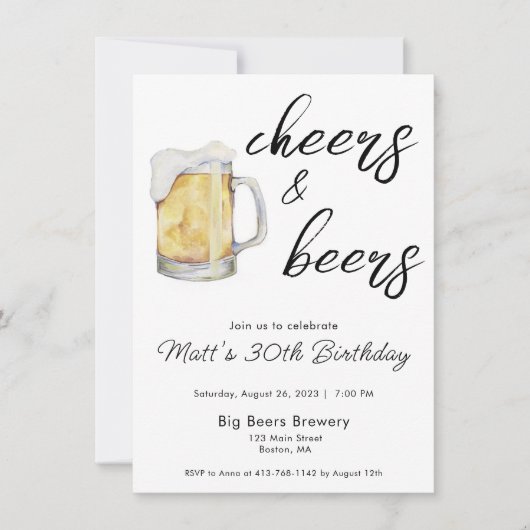 Invitation d'anniversaire pour les bières (Devant)