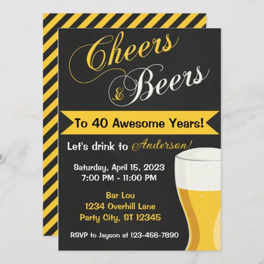 Invitation d'anniversaire pour les bières (Devant / Derrière)