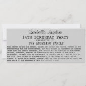 Invitation d'anniversaire pour les billets VIP (en (Dos)