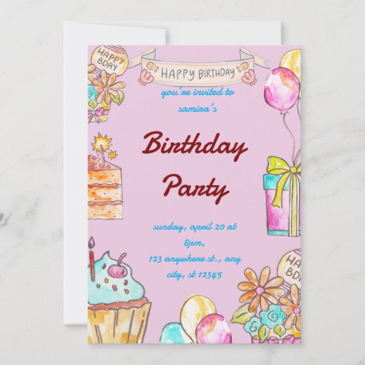 Invitation d'anniversaire pour les enfants (Devant)