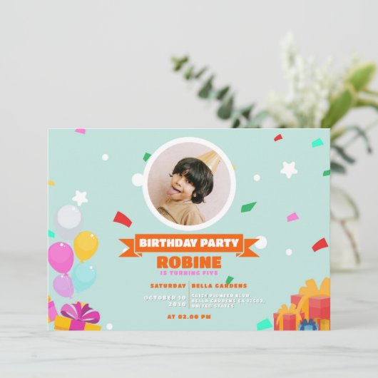 Invitation d'anniversaire pour les enfants (Debout devant)
