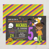 Invitation d'anniversaire pour les enfants d'Hallo (Devant / Derrière)