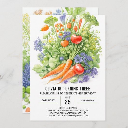 Invitation d'anniversaire pour les enfants d'une r (Devant / Derrière)