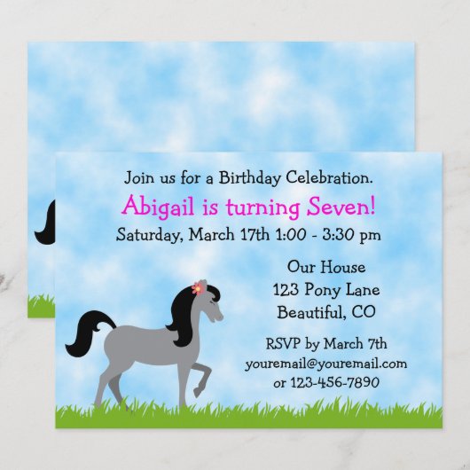 Invitation d'anniversaire pour les filles (Devant / Derrière)