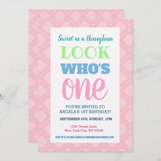 Invitation d'anniversaire pour les filles (Devant / Derrière)