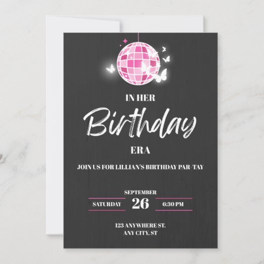 Invitation d'anniversaire pour les filles à l'ère (Devant)