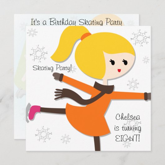 Invitation d'anniversaire pour les filles blond Ha (Devant / Derrière)