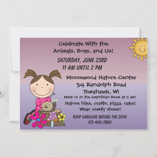 Invitation d'anniversaire pour les filles Customis (Dos)