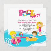 Invitation d'anniversaire pour les filles de la fê (Devant / Derrière)