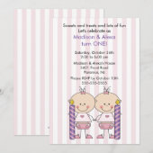 Invitation d'anniversaire pour les filles jumelles (Devant / Derrière)