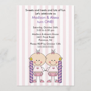 Invitations Faire Part Cartes Anniversaire Jumeaux Garcon Fille Zazzle Be