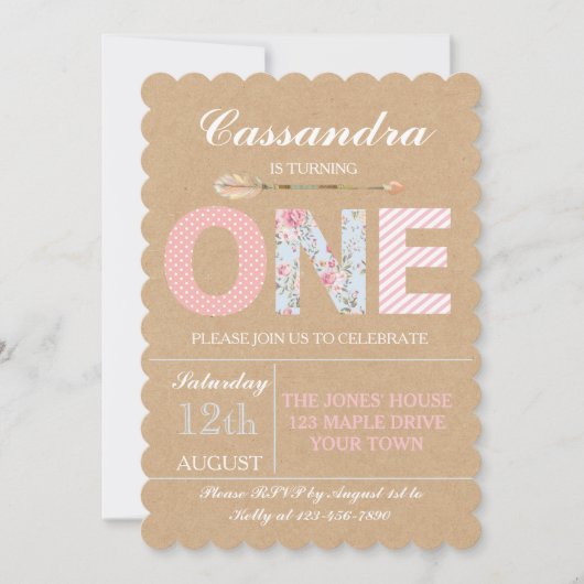 Invitation d'anniversaire pour les filles - Shabby (Devant)