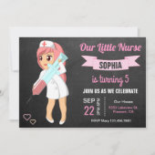 Invitation d'anniversaire pour les petites infirmi (Devant)