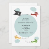 Invitation d'anniversaire pour les petits avions (Devant / Derrière)