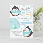 Invitation d'anniversaire pour les pingouins d'hiv (Debout devant)