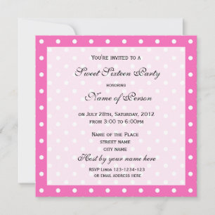 Invitation d'anniversaire pour les seize ans, pois