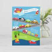 Invitation d'anniversaire pour les véhicules de tr (Debout devant)