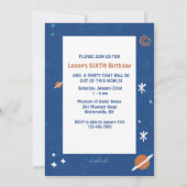 Invitation d'anniversaire pour l'espace extra-atmo (Dos)