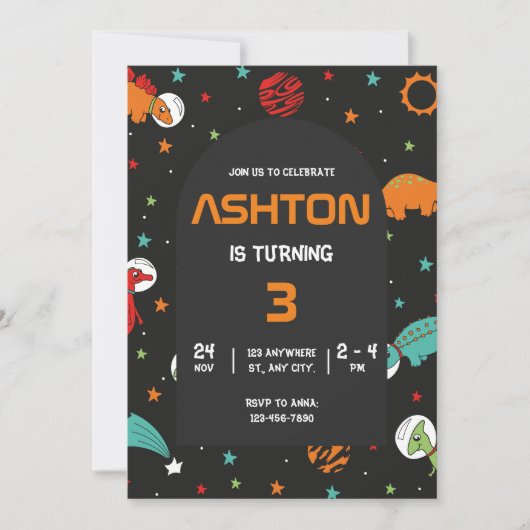 Invitation d'anniversaire pour l'espace extra-atmo (Devant)