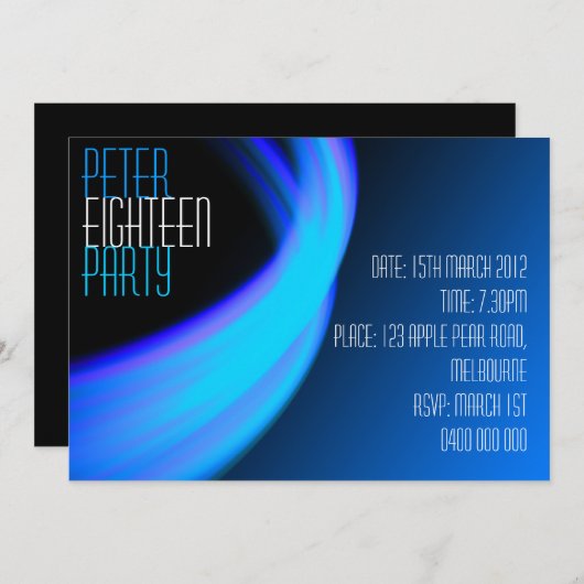 Invitation d'anniversaire pour l'espace masculin (Devant / Derrière)