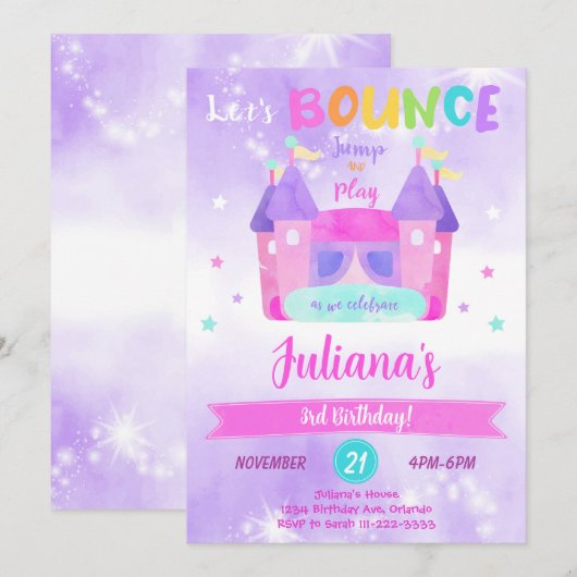 Invitation d'anniversaire pour Maison à Sauter Vio (Devant / Derrière)