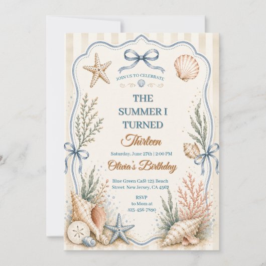 Invitation d'anniversaire pour mes treize ans l'ét (Devant)