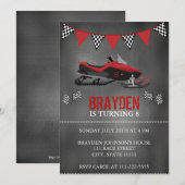 Invitation d'anniversaire pour motoneige sur table (Devant / Derrière)