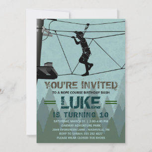 Invitation d'anniversaire pour parcours de corde