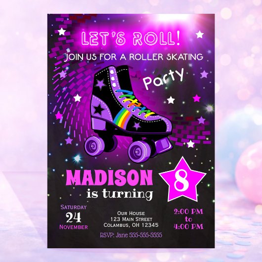 Invitation d'anniversaire pour patin à roulettes /