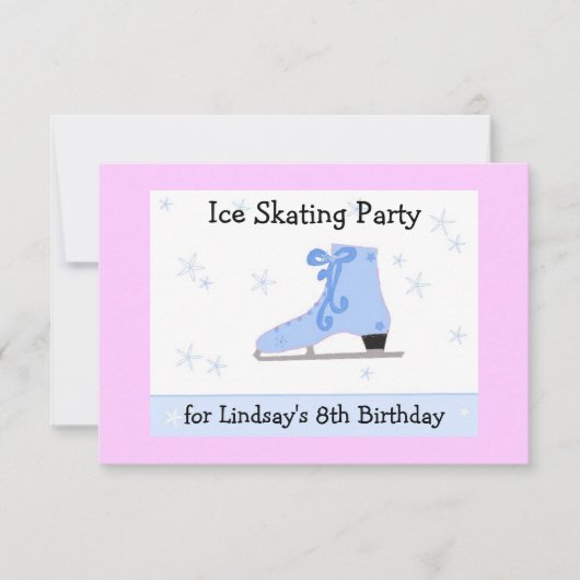 Invitation d'anniversaire pour patinage sur glace (Devant)