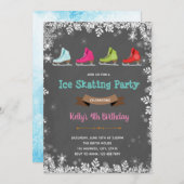 Invitation d'anniversaire pour patinage sur glace  (Devant / Derrière)