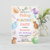 Invitation d'anniversaire pour peinture sur poteri (Debout devant)
