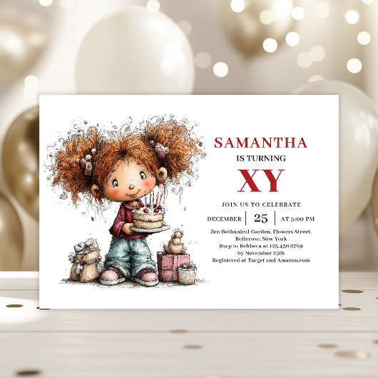 Invitation d'anniversaire pour petite fille Thème