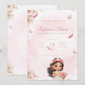 Invitation d'anniversaire pour petite princesse  (Devant / Derrière)