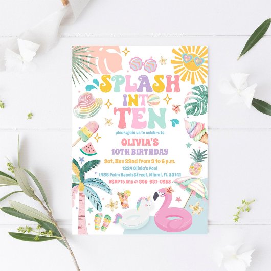 Invitation d'anniversaire pour piscine tropicale