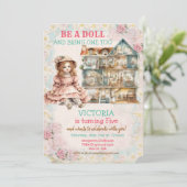 Invitation d'anniversaire pour poupée bébé vintage (Debout devant)
