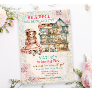 Invitation d'anniversaire pour poupée bébé vintage