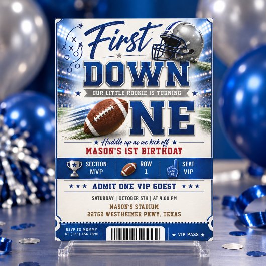 Invitation d'anniversaire pour premier down de foo