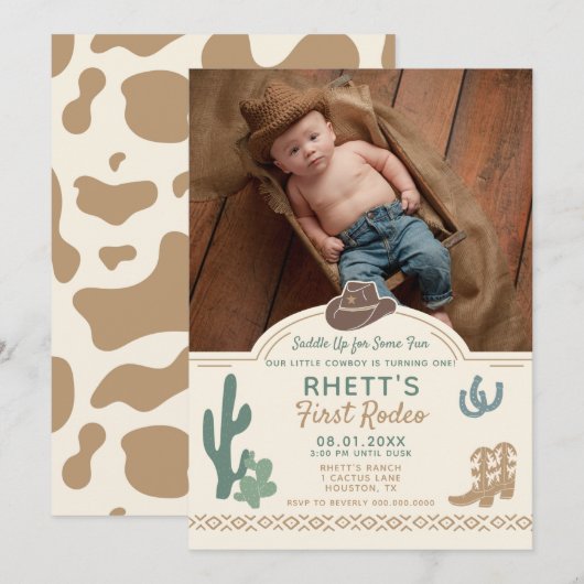 Invitation d'anniversaire pour Premier Rodéo (Devant / Derrière)