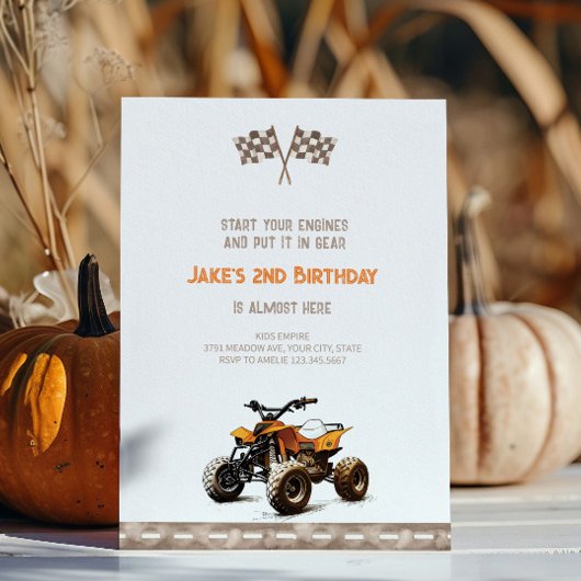 Invitation d'anniversaire pour quad orange
