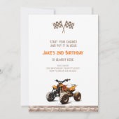 Invitation d'anniversaire pour quad orange (Devant)