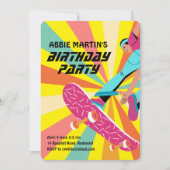 Invitation d'anniversaire pour skateboard rétro (Devant)