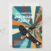 Invitation d'anniversaire pour skateboard rétro (Devant)