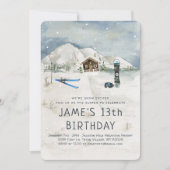 Invitation d'anniversaire pour snowboarding hivern (Devant)